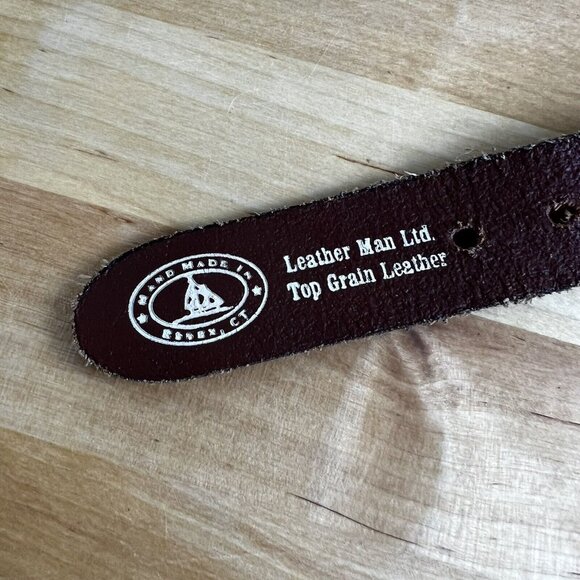 Leather Man Ltd Belt Handmade Nautical Flag Embroidered Connecticut USA Sz 32 - Picture 5 of 8